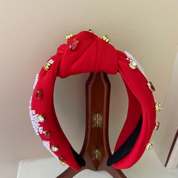 NEW "JOY" Holiday Embellished Jewel Headband With Top Knot - Picture 5 of 7